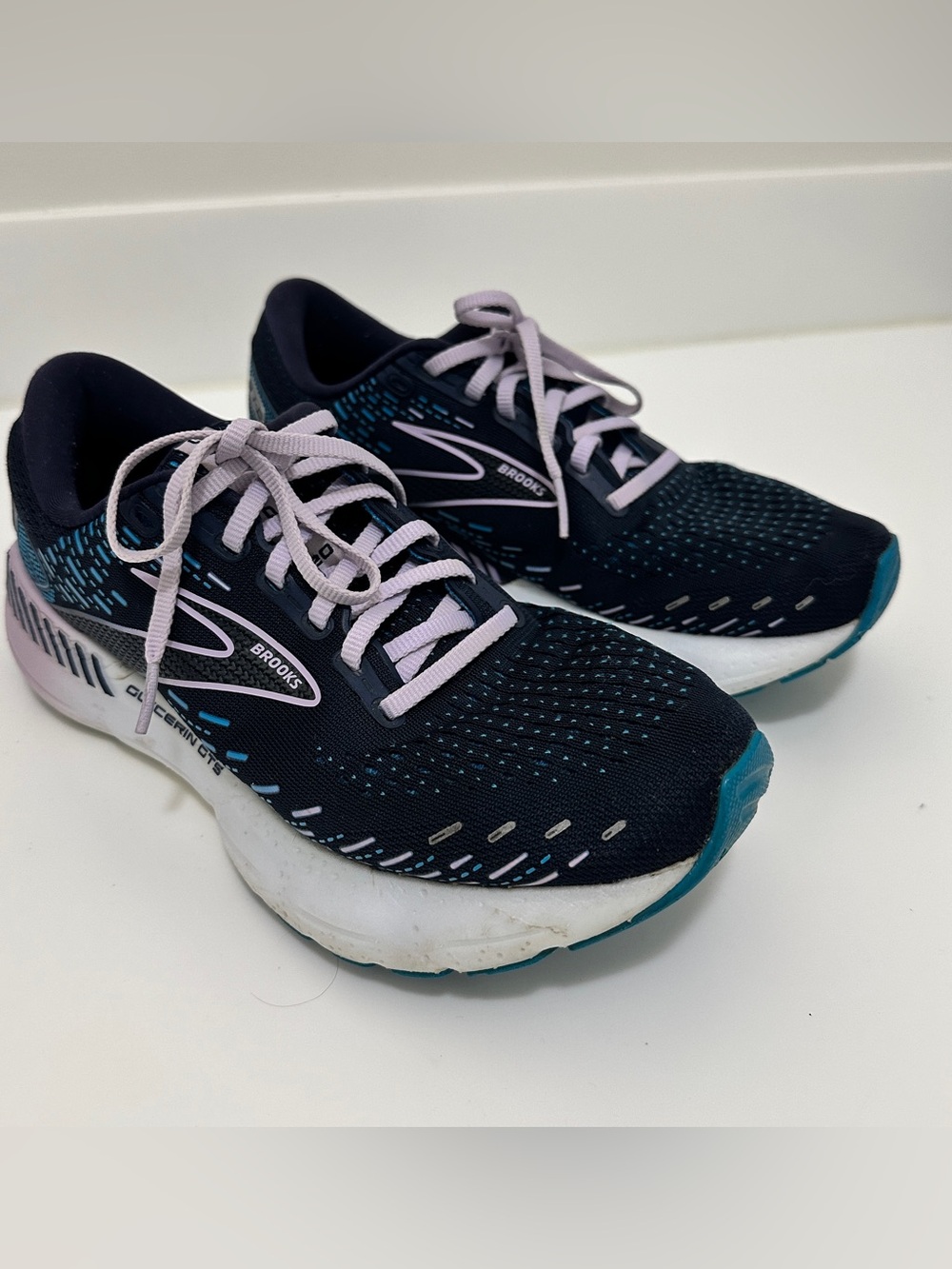 Brooks Women's Glycerine GTS 20 Athletic Shoes - Navy w/ Light Lavender Size 8.5